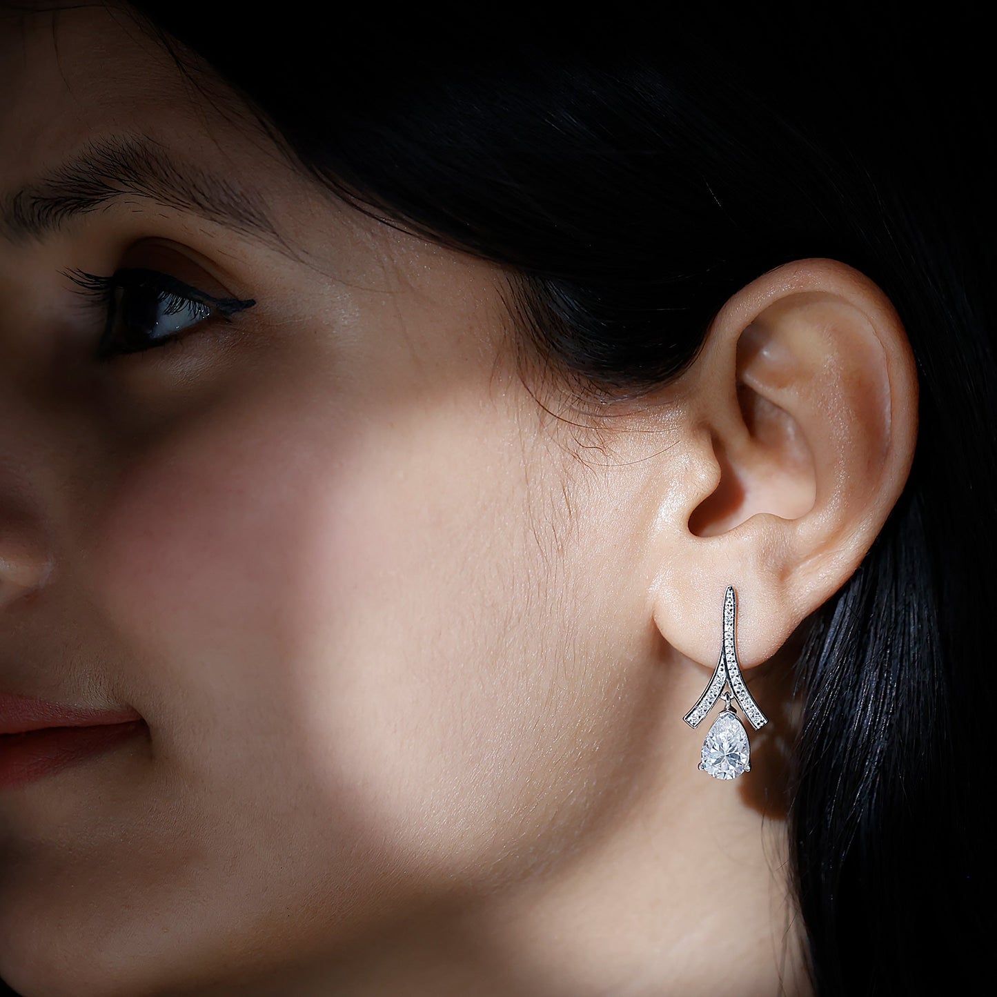 Pear Shaped 4 Carat Moissanite Dangle Drop Earrings for Wedding