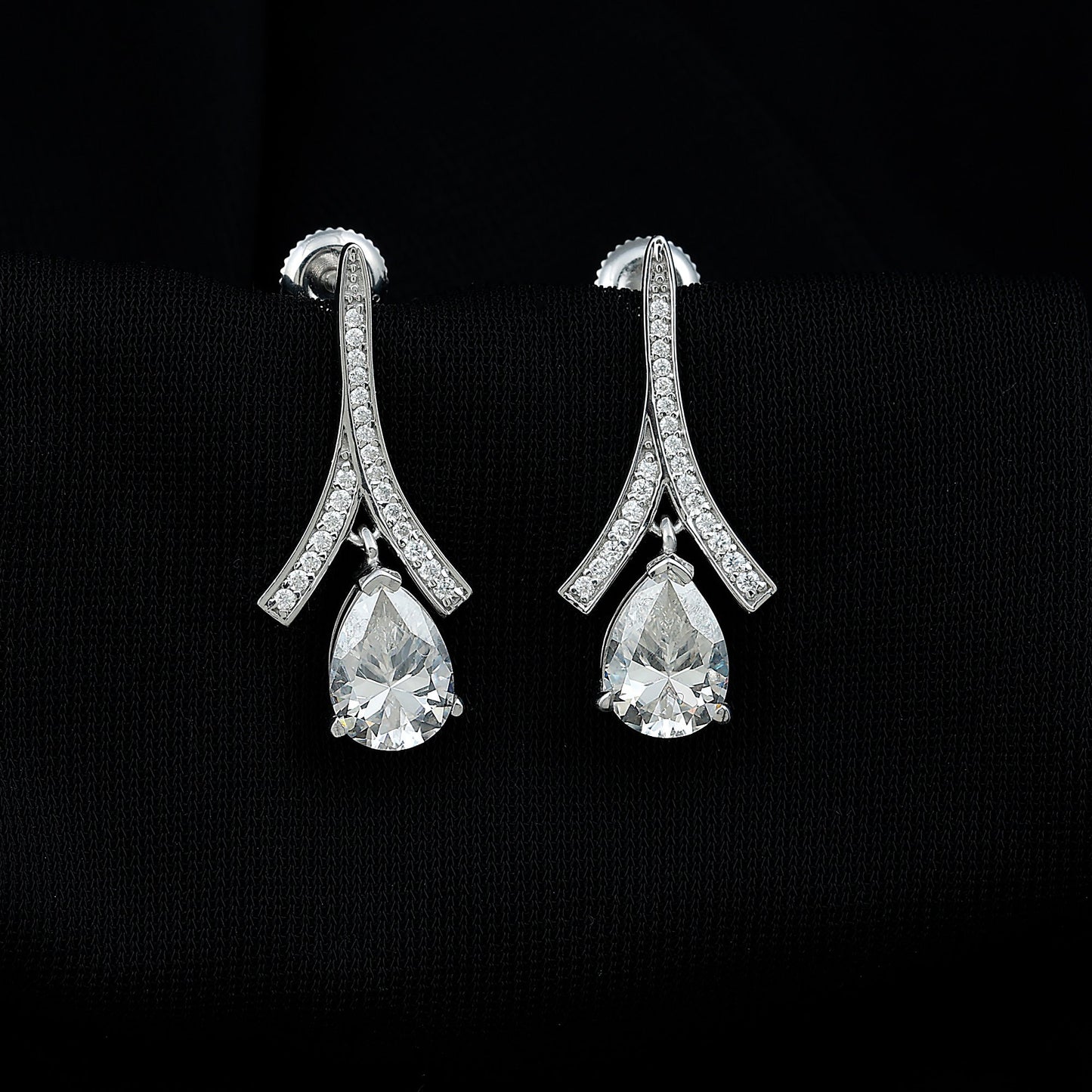 Pear Shaped 4 Carat Moissanite Dangle Drop Earrings for Wedding