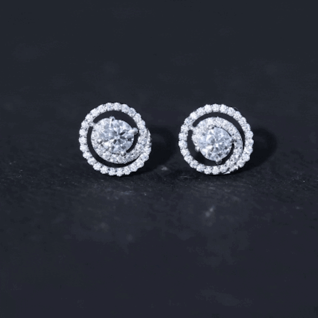Sterling Silver Moissanite Swirl Stud Earrings for Women