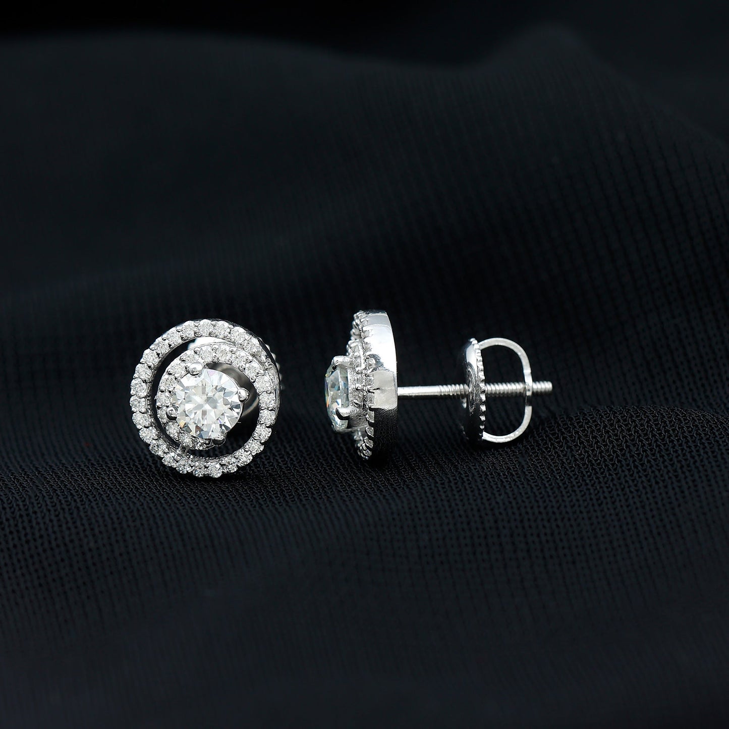 Sterling Silver Moissanite Swirl Stud Earrings for Women