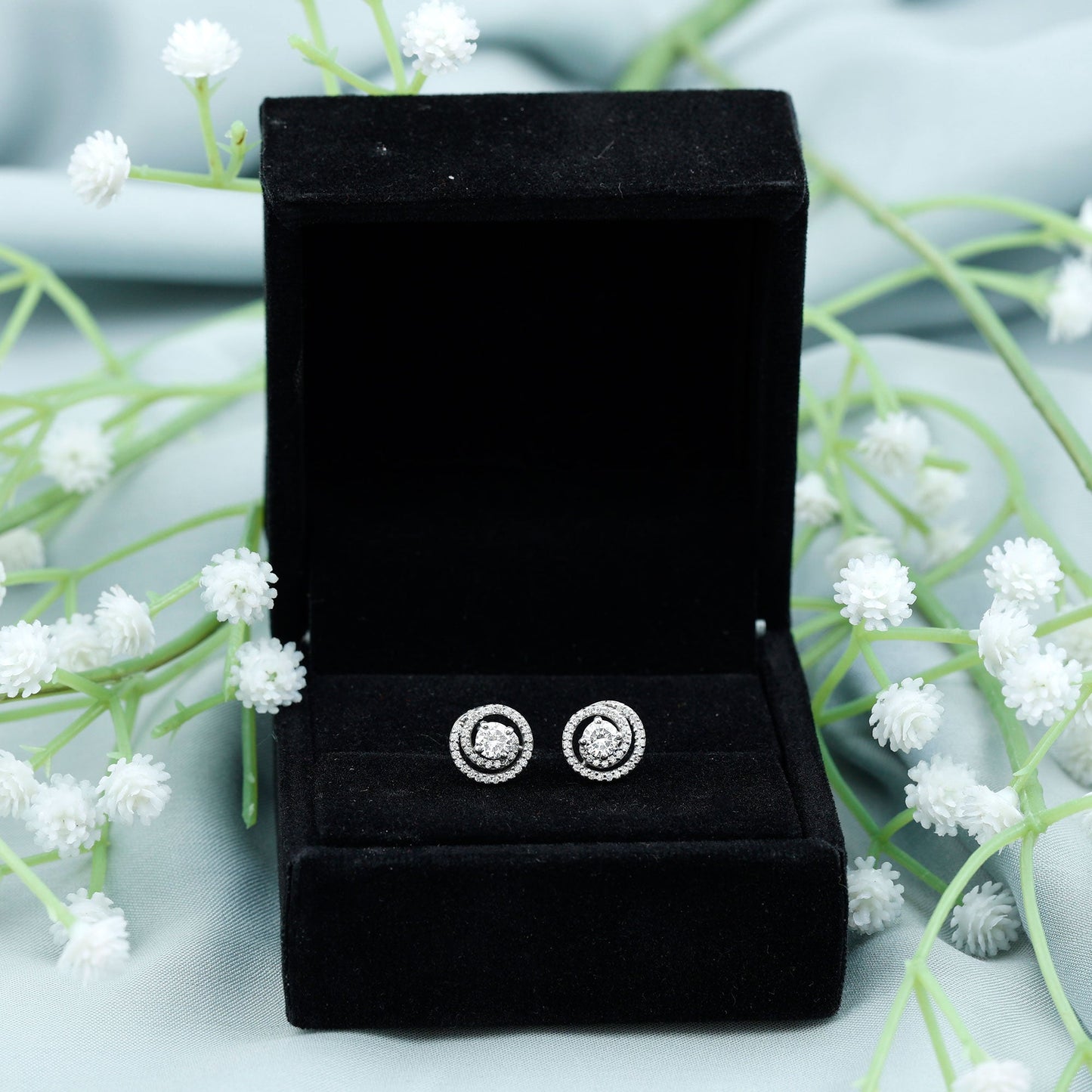 Sterling Silver Moissanite Swirl Stud Earrings for Women