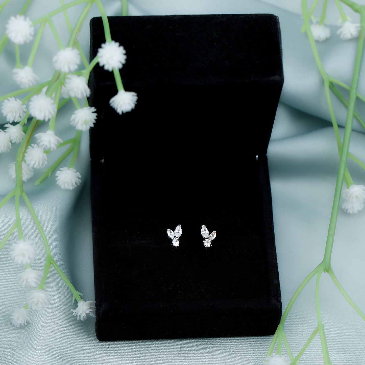 Certified Moissanite Playboy Stud Earrings in 14K Gold Plated Silver