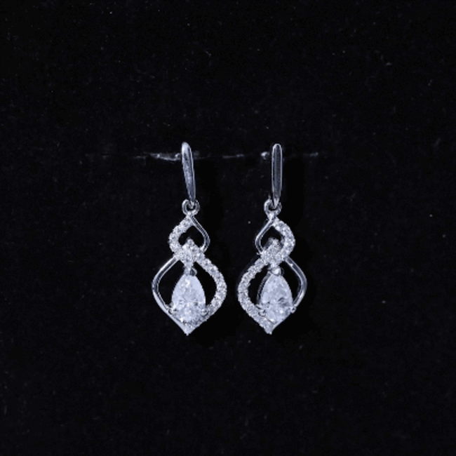 Certified 1 Carat Pear Shaped Moissanite Dangle Earrings for Wedding