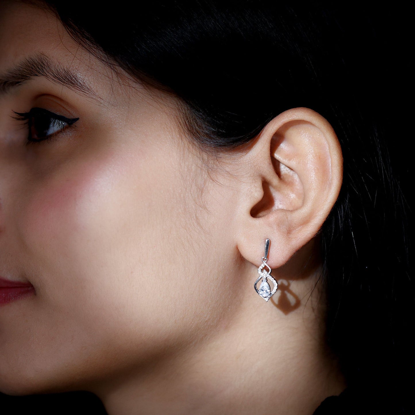 Certified 1 Carat Pear Shaped Moissanite Dangle Earrings for Wedding