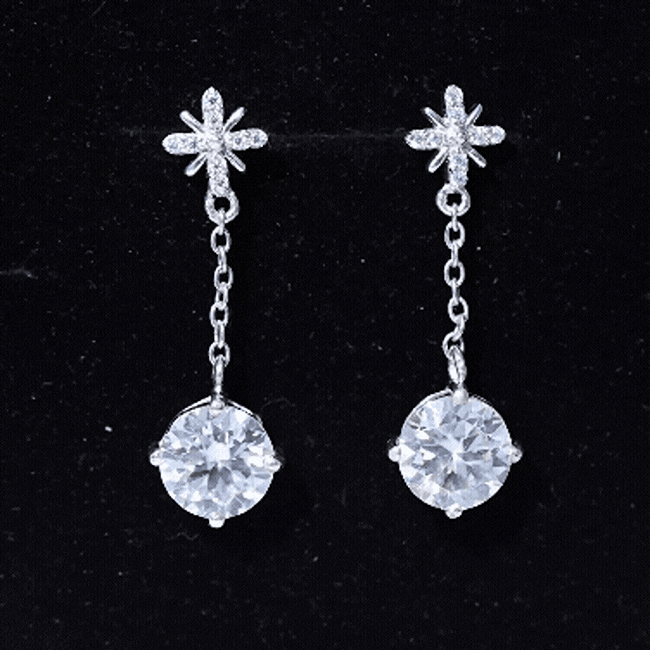 Floral Inspired 4.2 Carat Moissanite Dangling Earrings in Silver