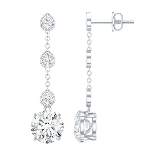 Certified 2.7 Carat Moissanite Dangling Earrings in Silver