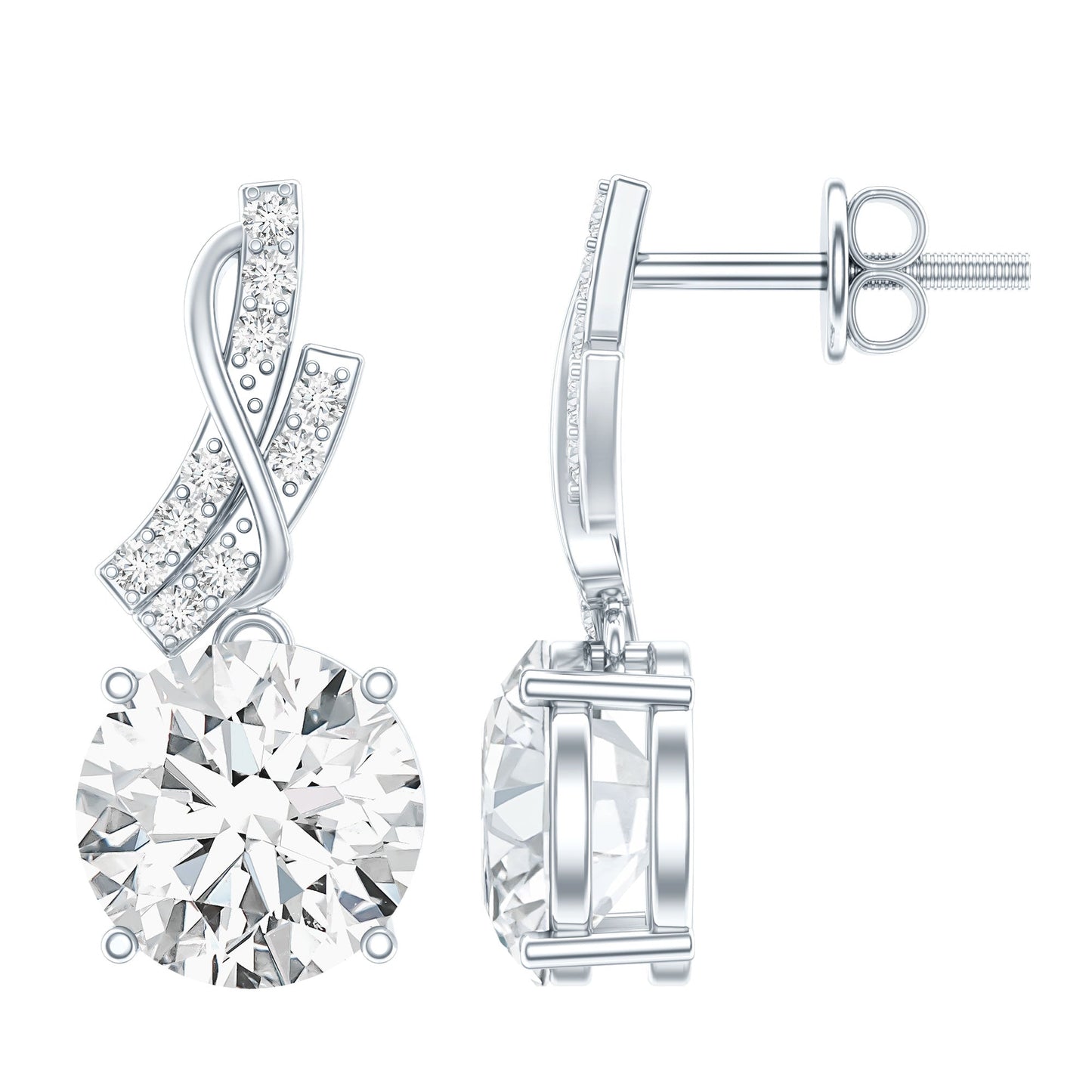 4.2 CT Certified Moissanite Designer Drop Earrings in Silver