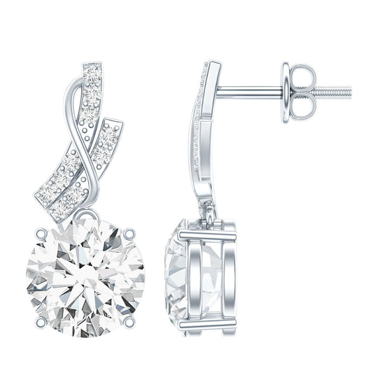 4.2 CT Certified Moissanite Designer Drop Earrings in Silver