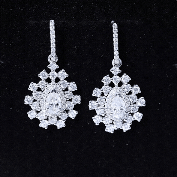 Certified Moissanite Statement Drop Earrings for Wedding