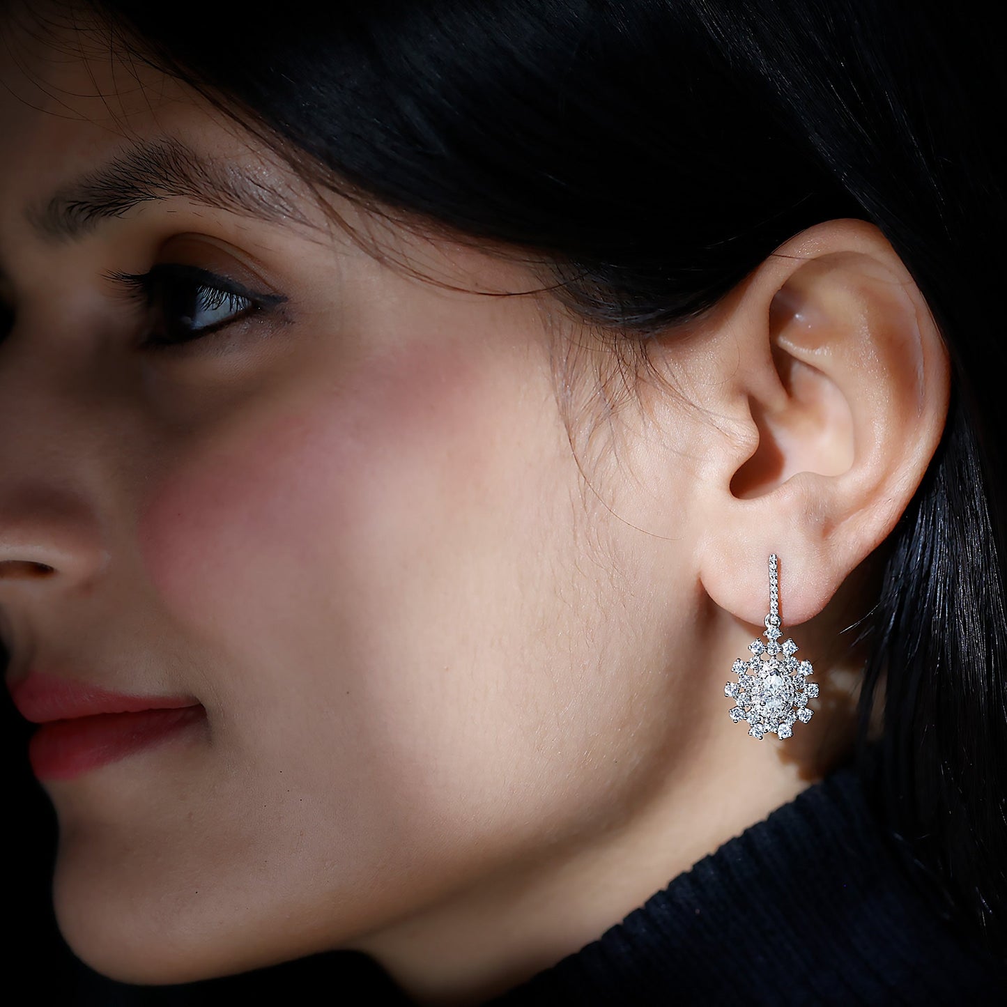 Certified Moissanite Statement Drop Earrings for Wedding