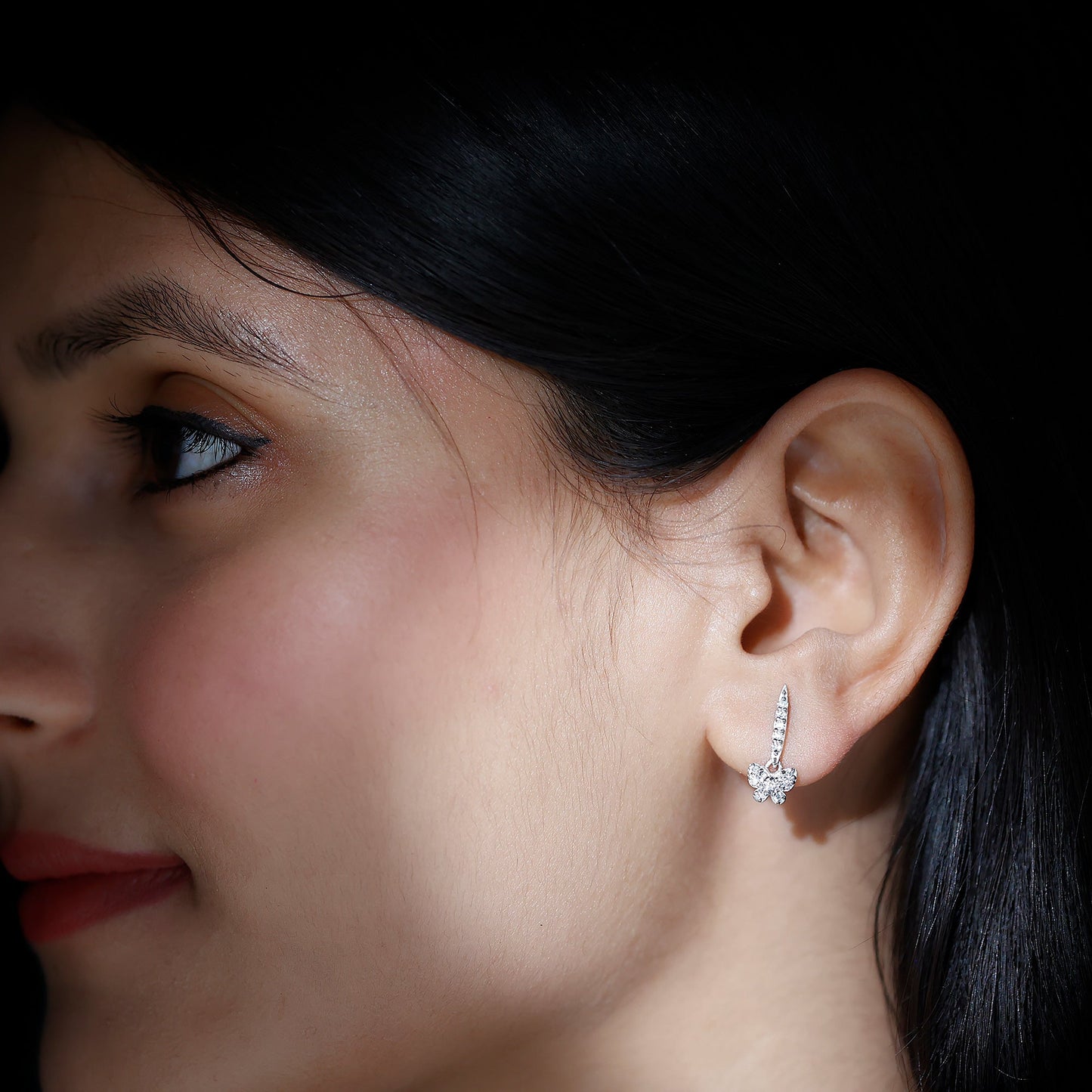 Certified Moissanite Butterfly Drop Earrings for Women