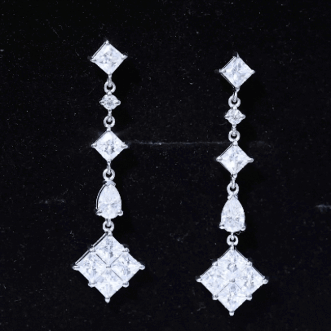 Certified Moissanite Wedding Dangle Earrings for Women