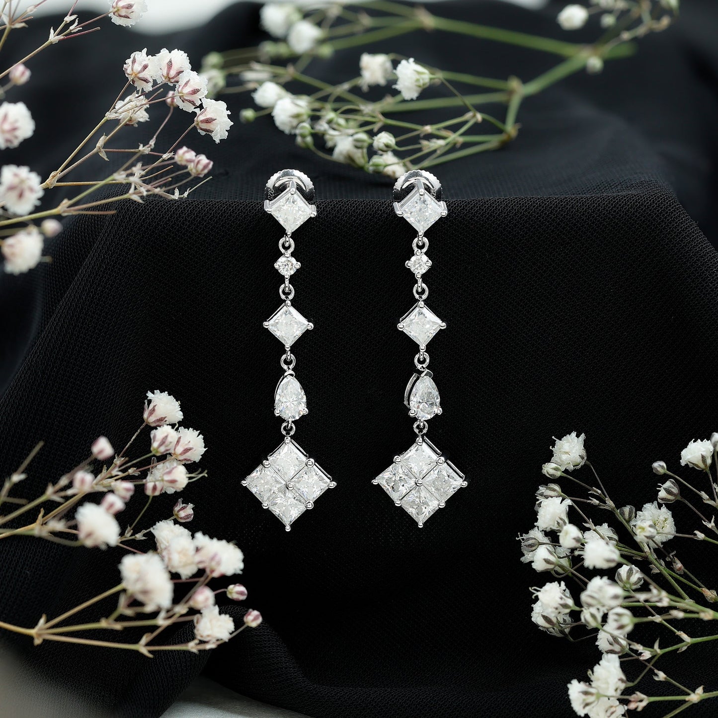 Certified Moissanite Wedding Dangle Earrings for Women