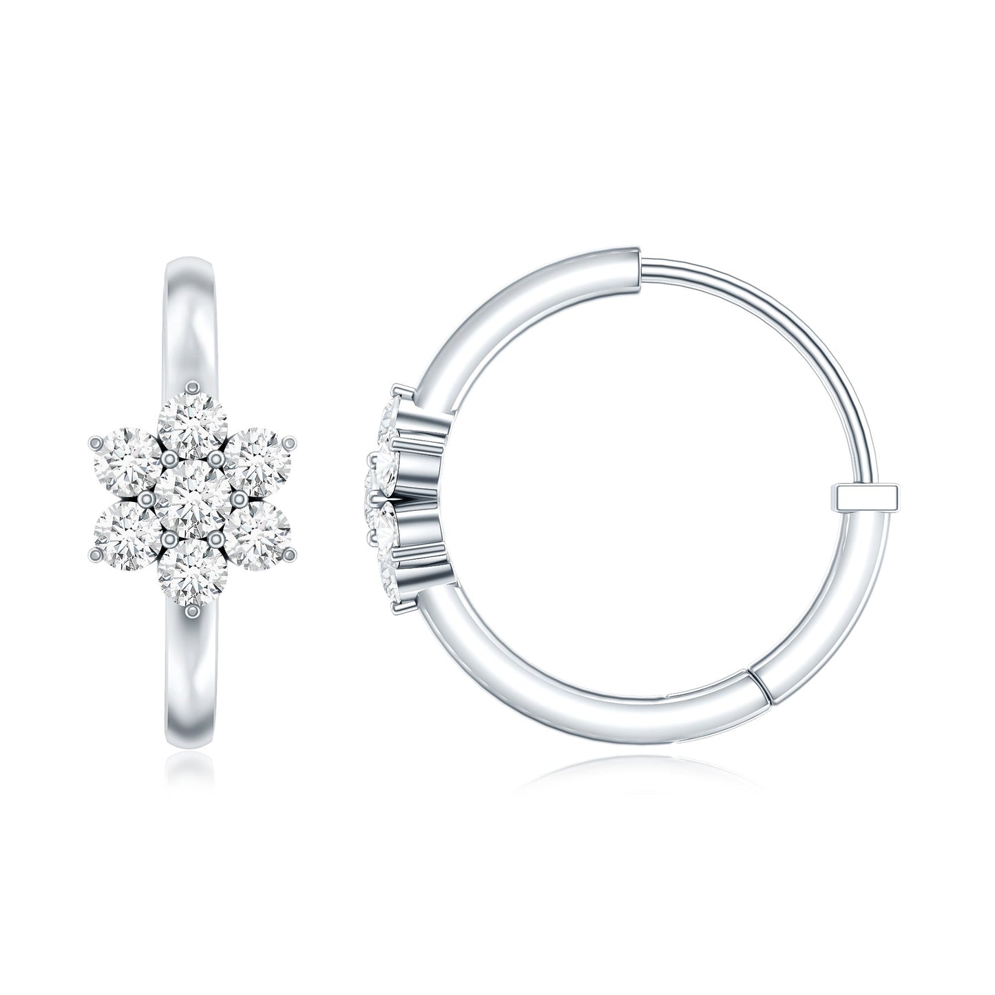 Diamond Flower Hoop Earrings For Her
