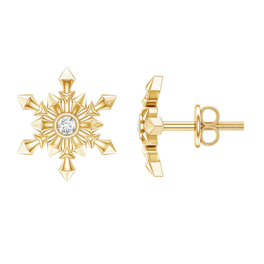 Bezel Set Diamond Snowflake Stud Earrings