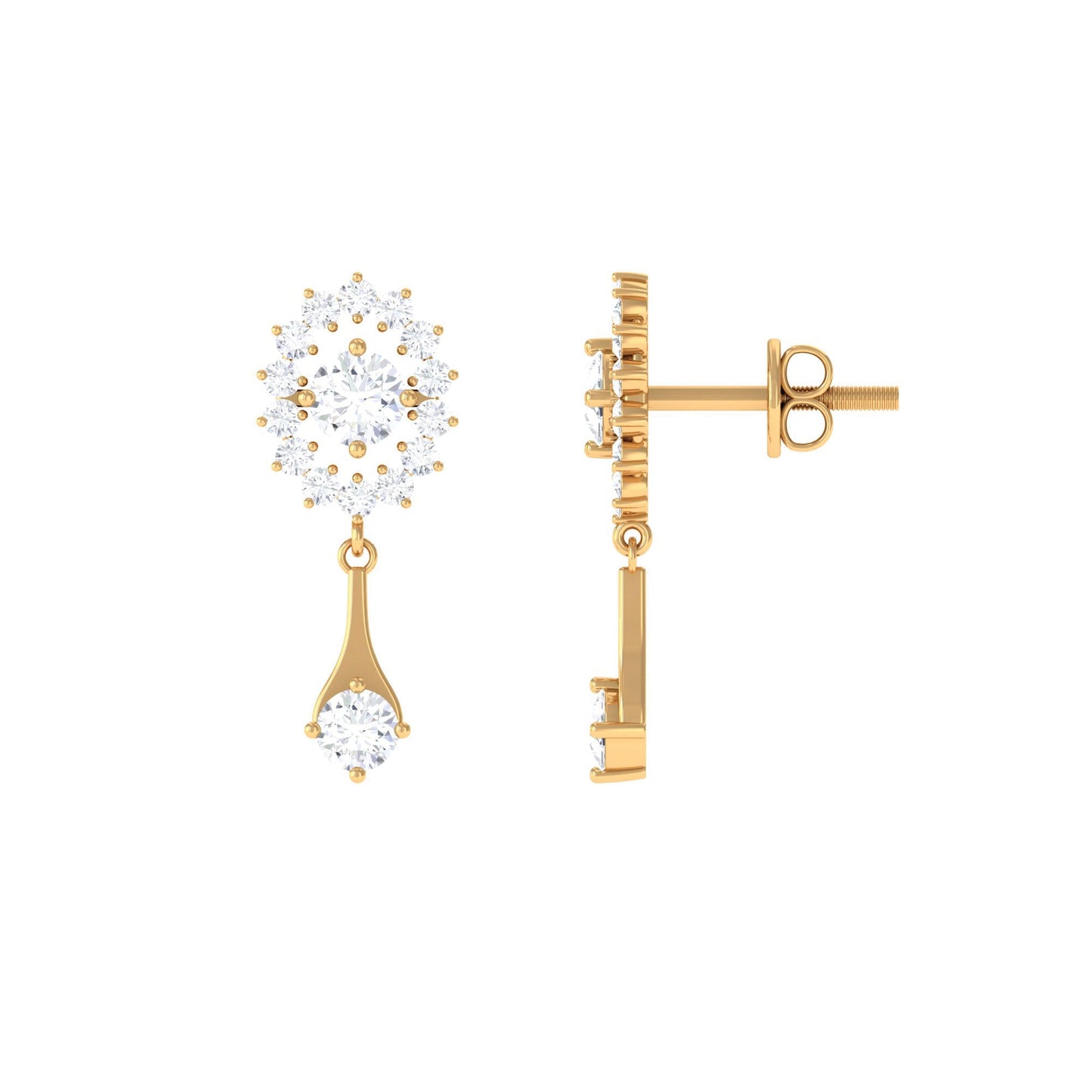 Natural Diamond Drop Dangle Earrings with Certificate
