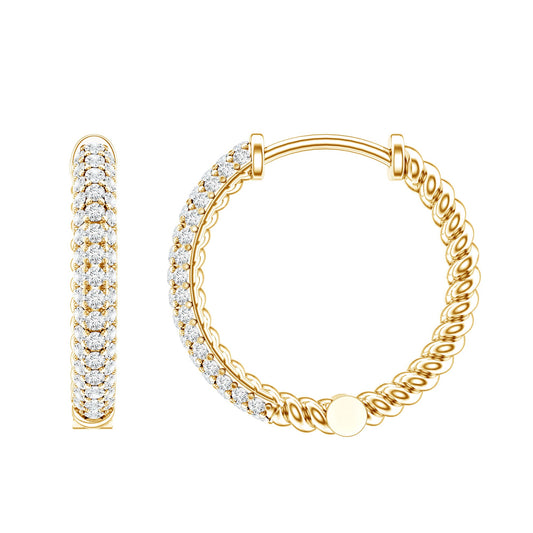 Classic Diamond Hinged Hoop Earrings with Certificate