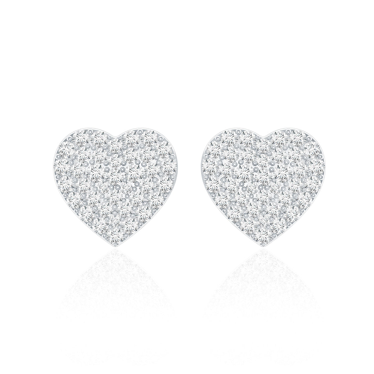 Natural Diamond Heart Earrings with Screw Back