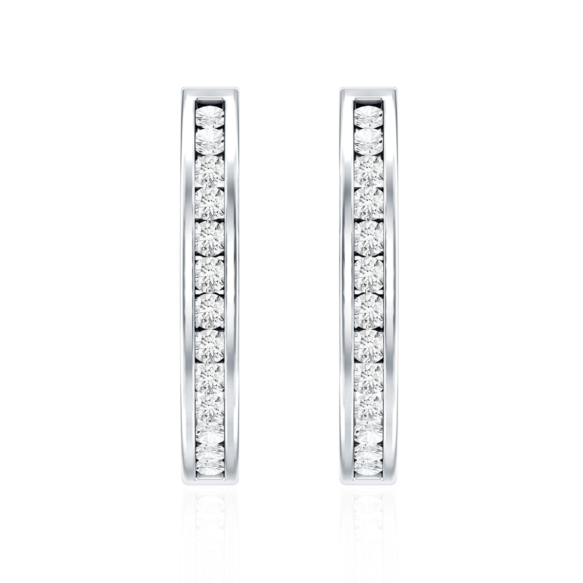 Diamond Hinged Hoop Earrings in Channel Setting
