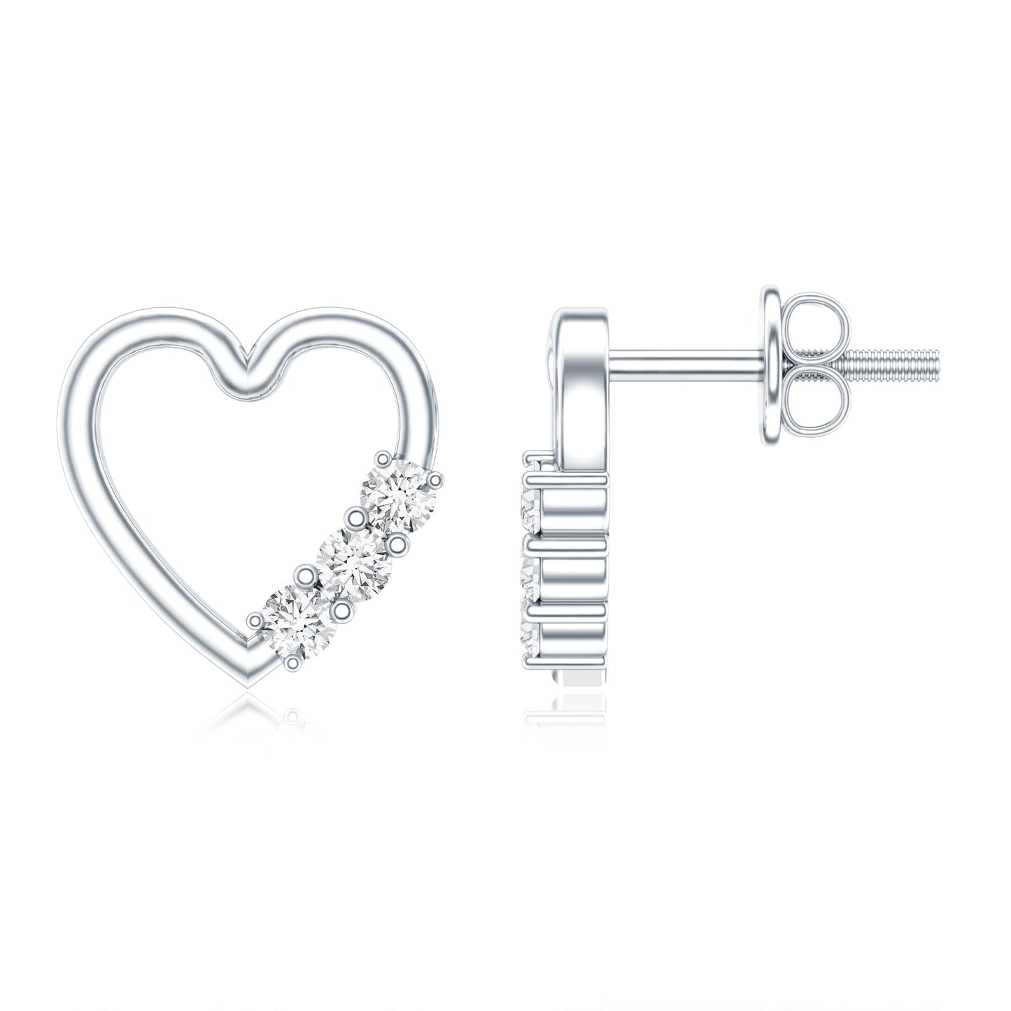 Diamond Heart Shape Stud Earring for Women