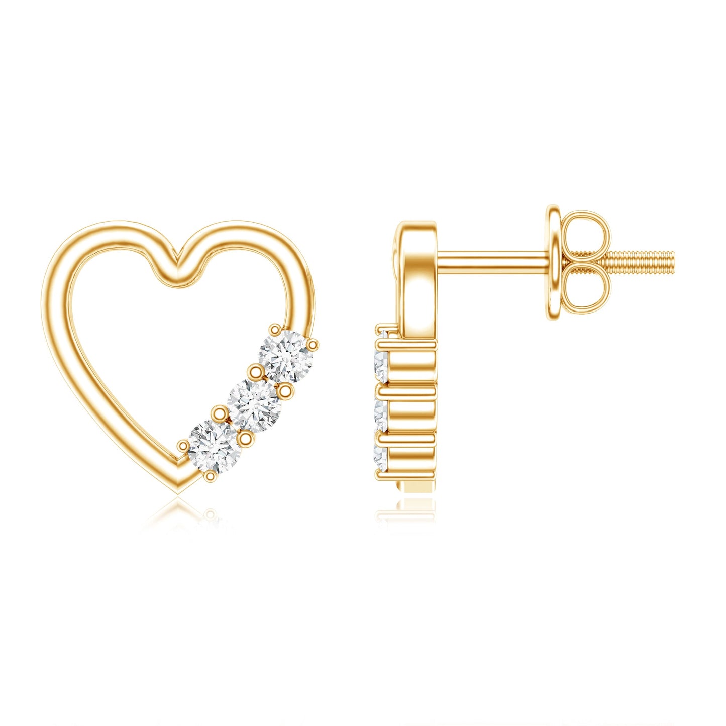 Diamond Heart Shape Stud Earring for Women