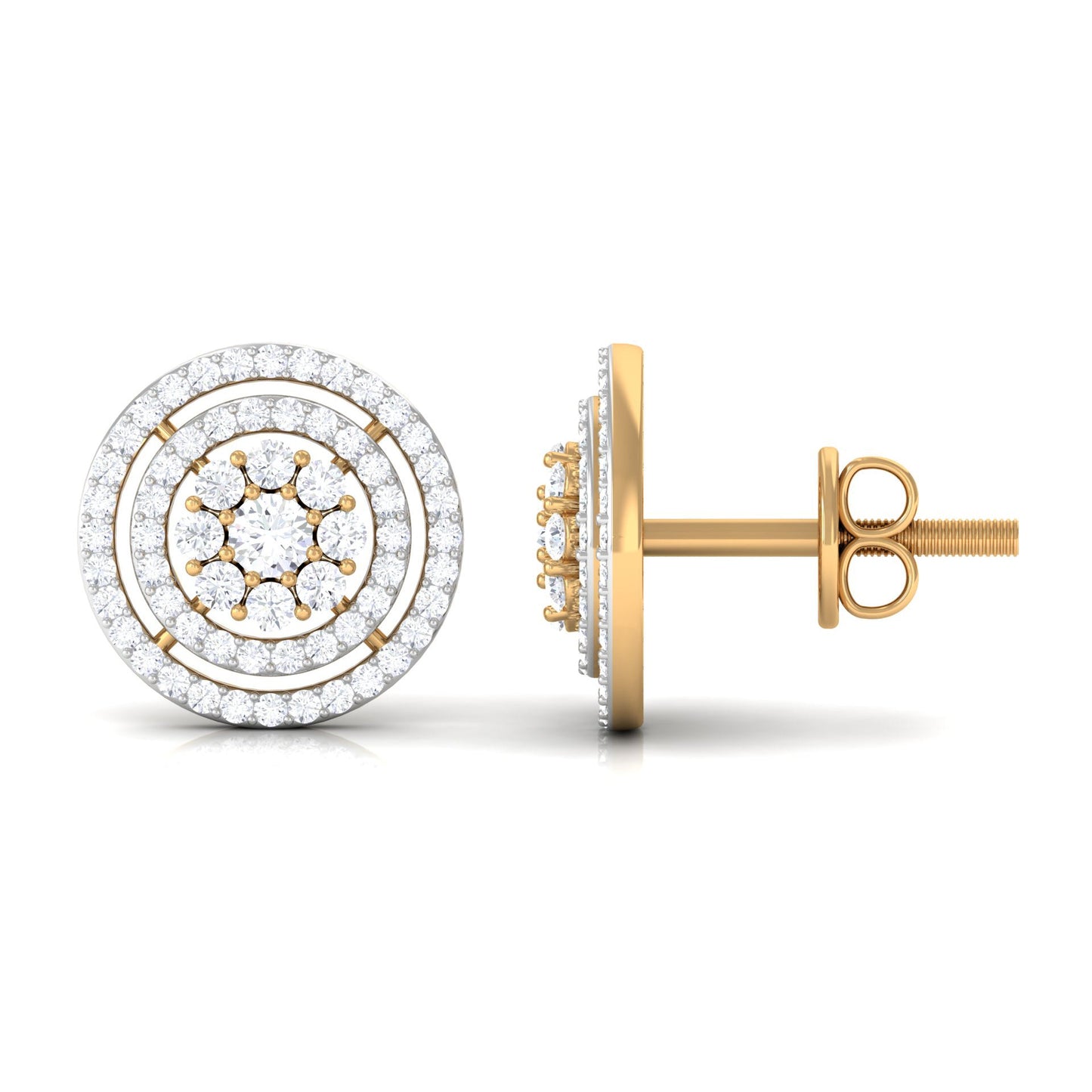 Flower Inspired Diamond Halo Stud Earrings