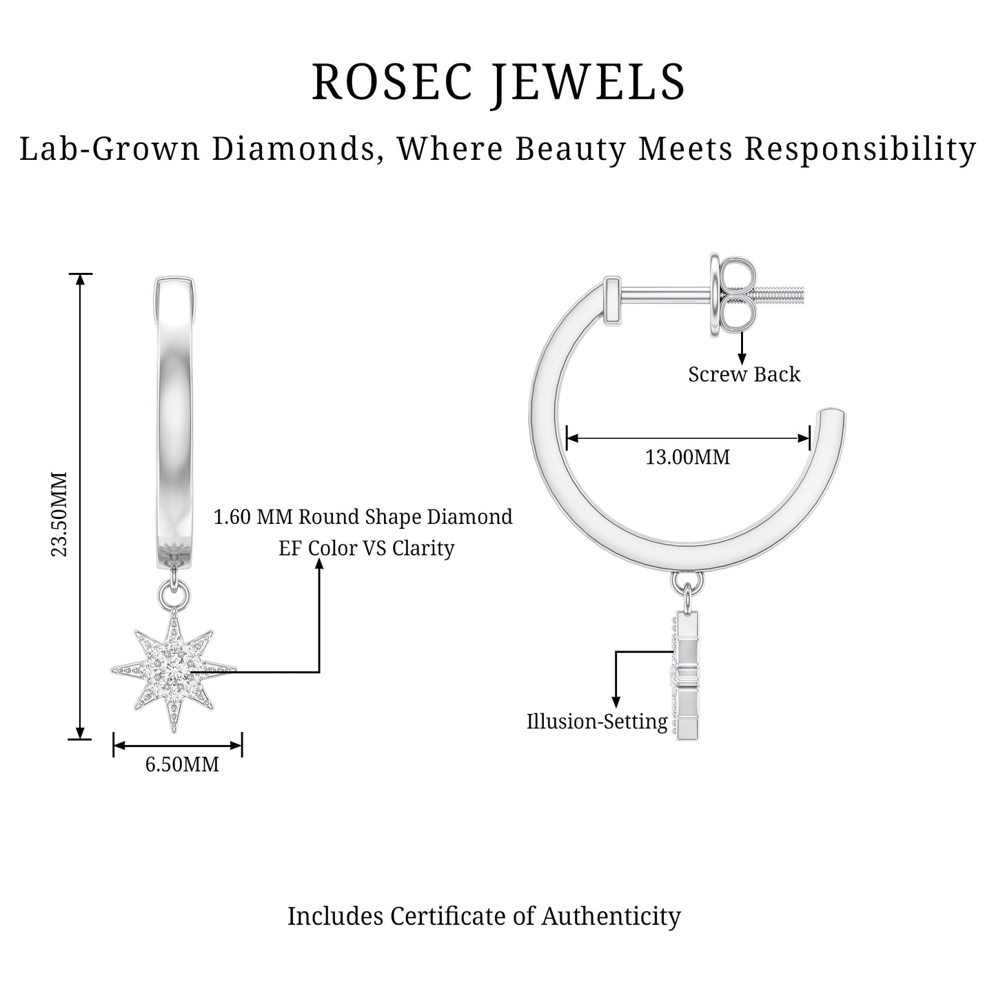 Certified Diamond Star Drop Earrings