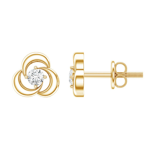 Diamond Swirl Stud Earring with Screw Back