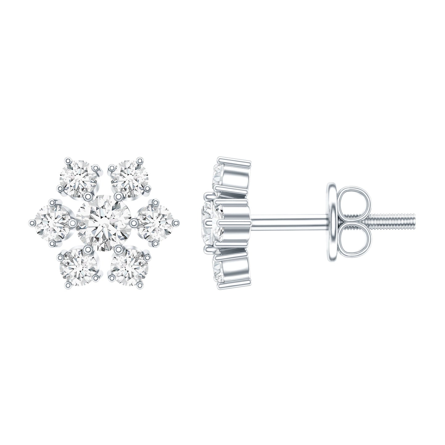 Certified Natural Diamond Cluster Earrings