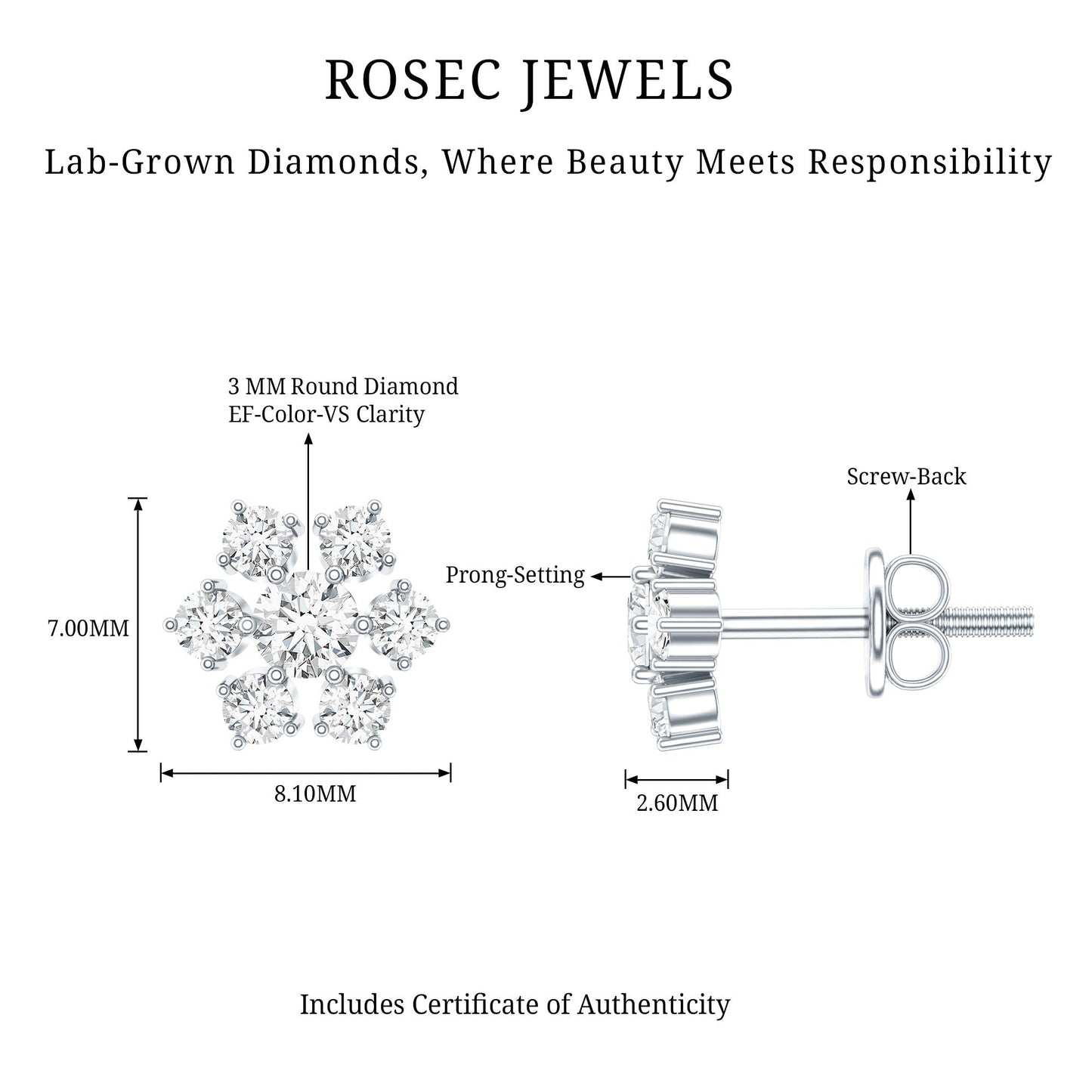 Certified Natural Diamond Cluster Earrings