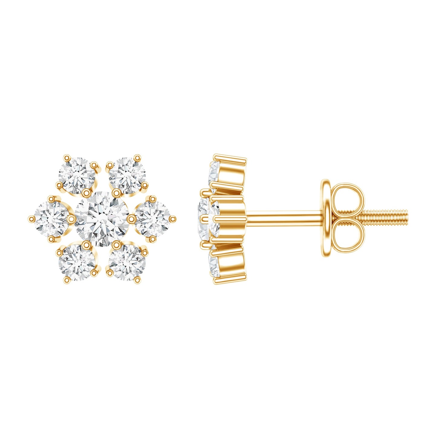 Certified Natural Diamond Cluster Earrings
