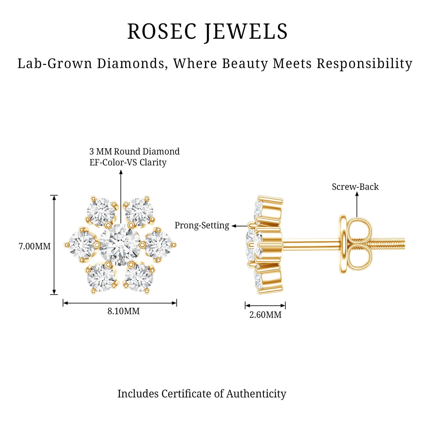 Certified Natural Diamond Cluster Earrings