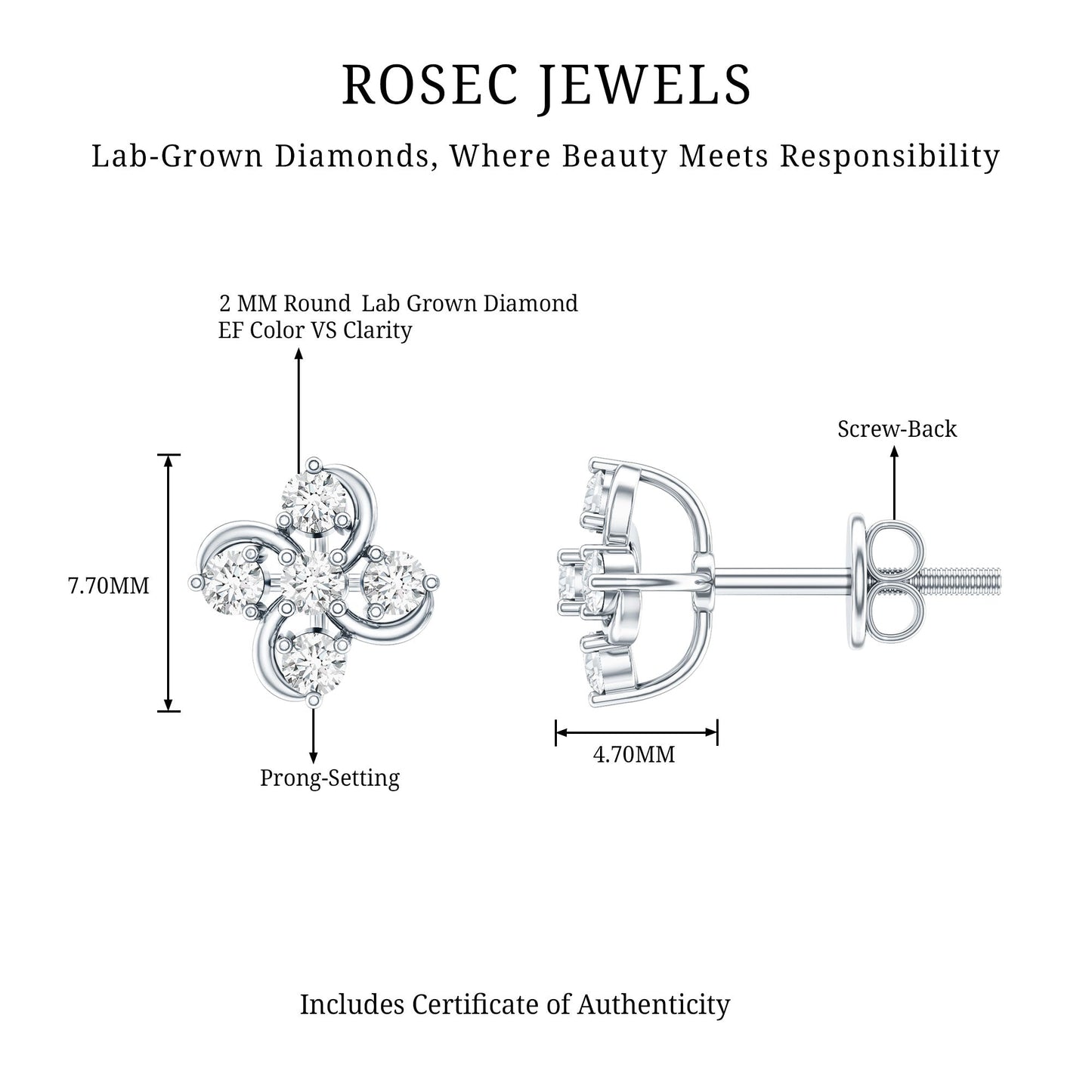 Diamond Flower Cluster Earrings For Women