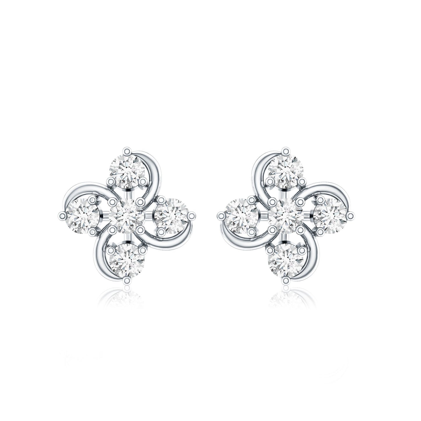 Diamond Flower Cluster Earrings For Women
