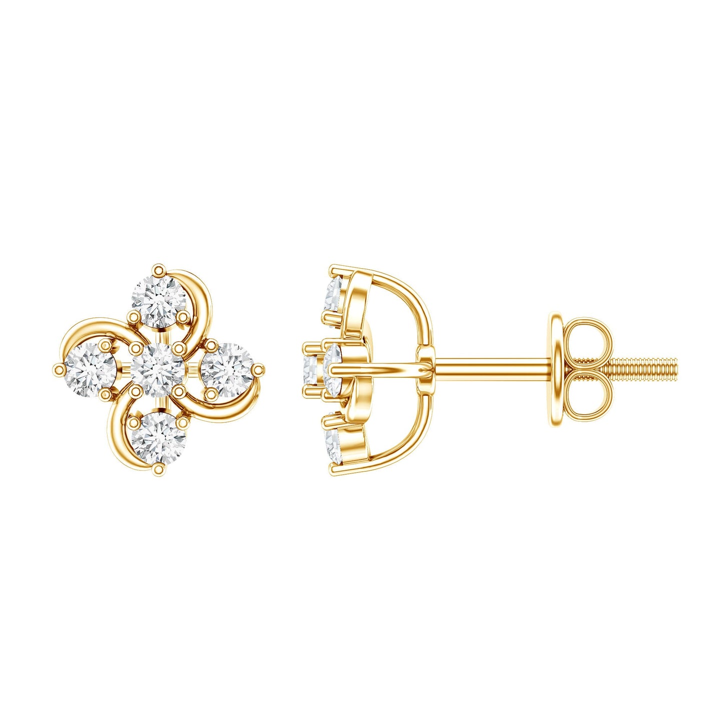 Diamond Flower Cluster Earrings For Women