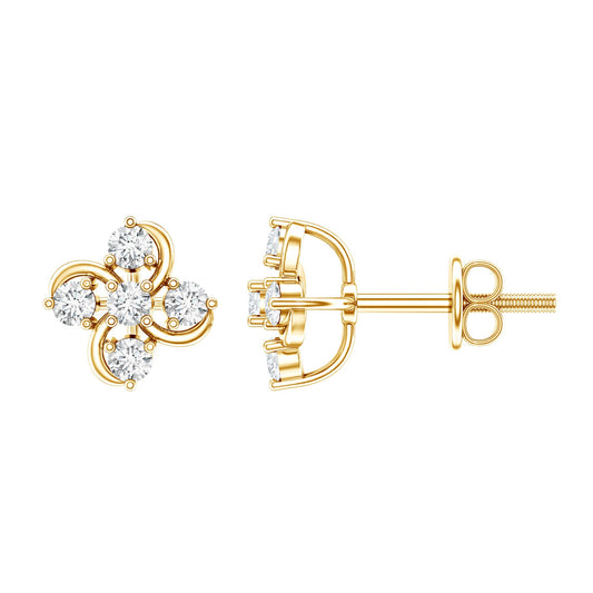 Diamond Flower Cluster Earrings For Women