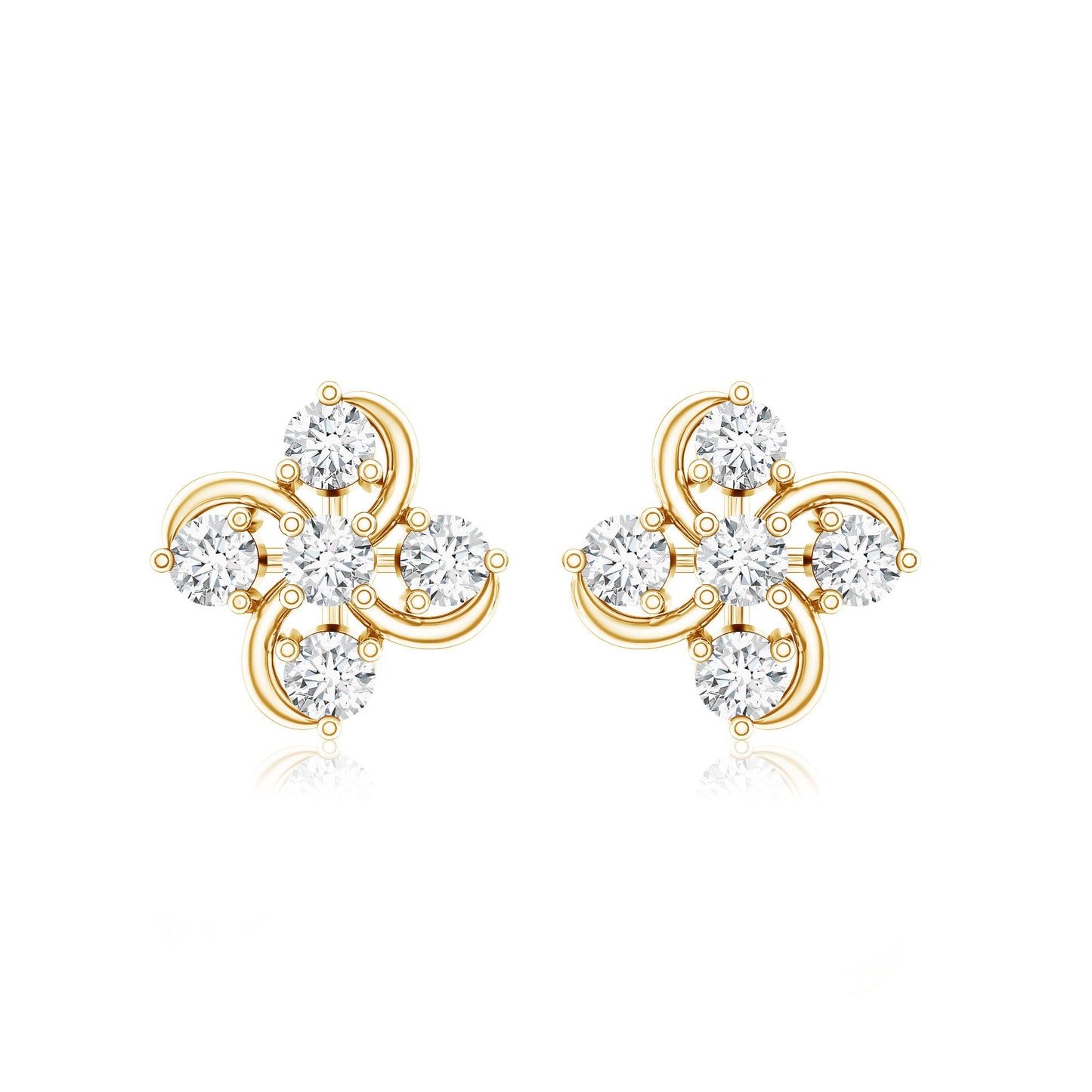 Diamond Flower Cluster Earrings For Women