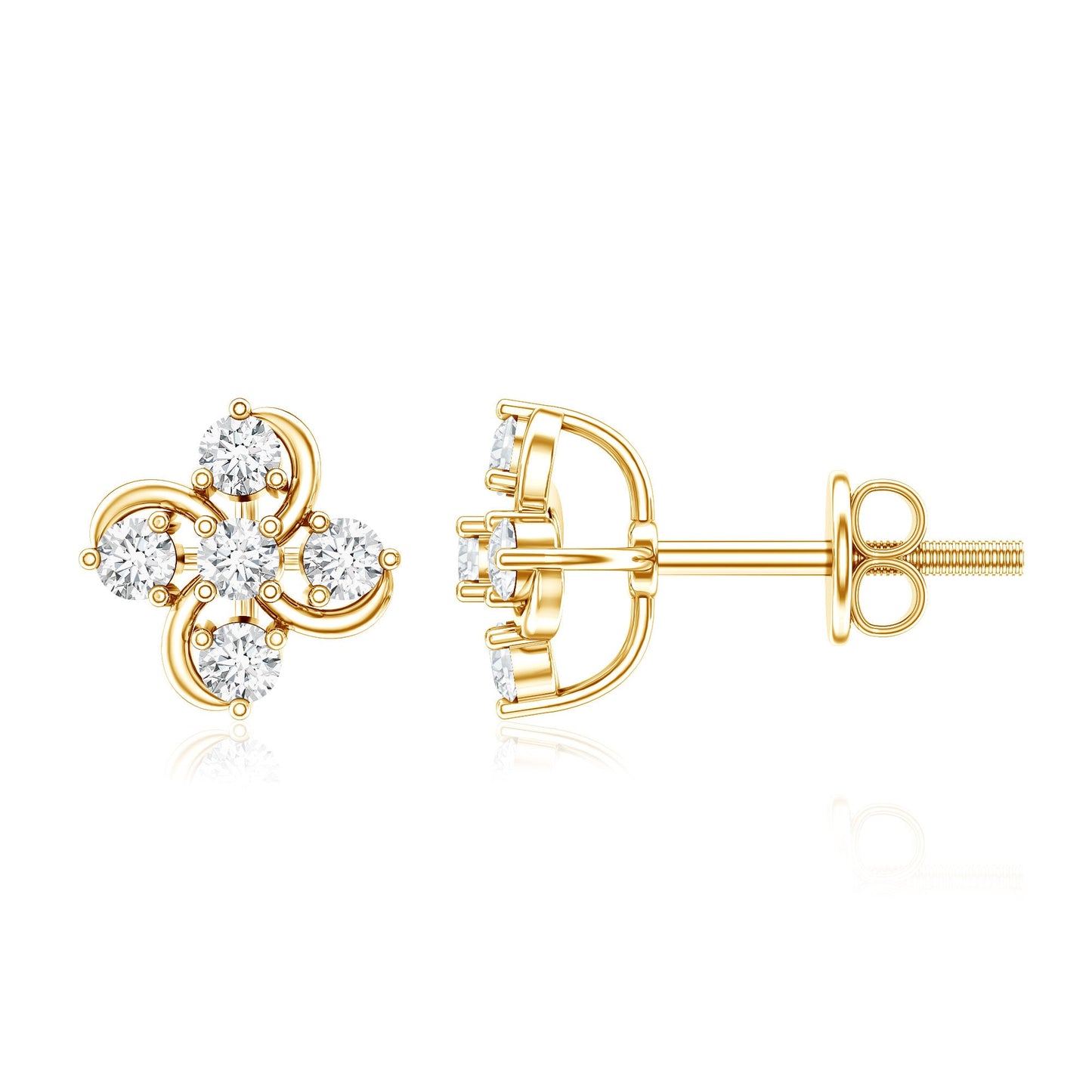 Diamond Flower Cluster Earrings For Women