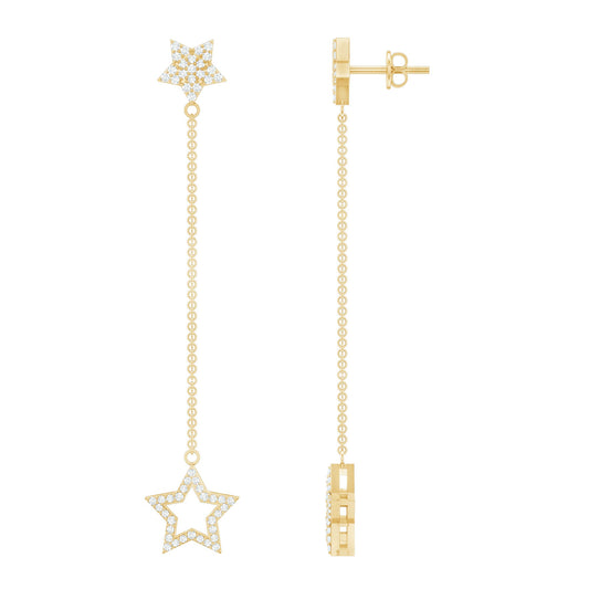 Certified Diamond Star Chain Earrings