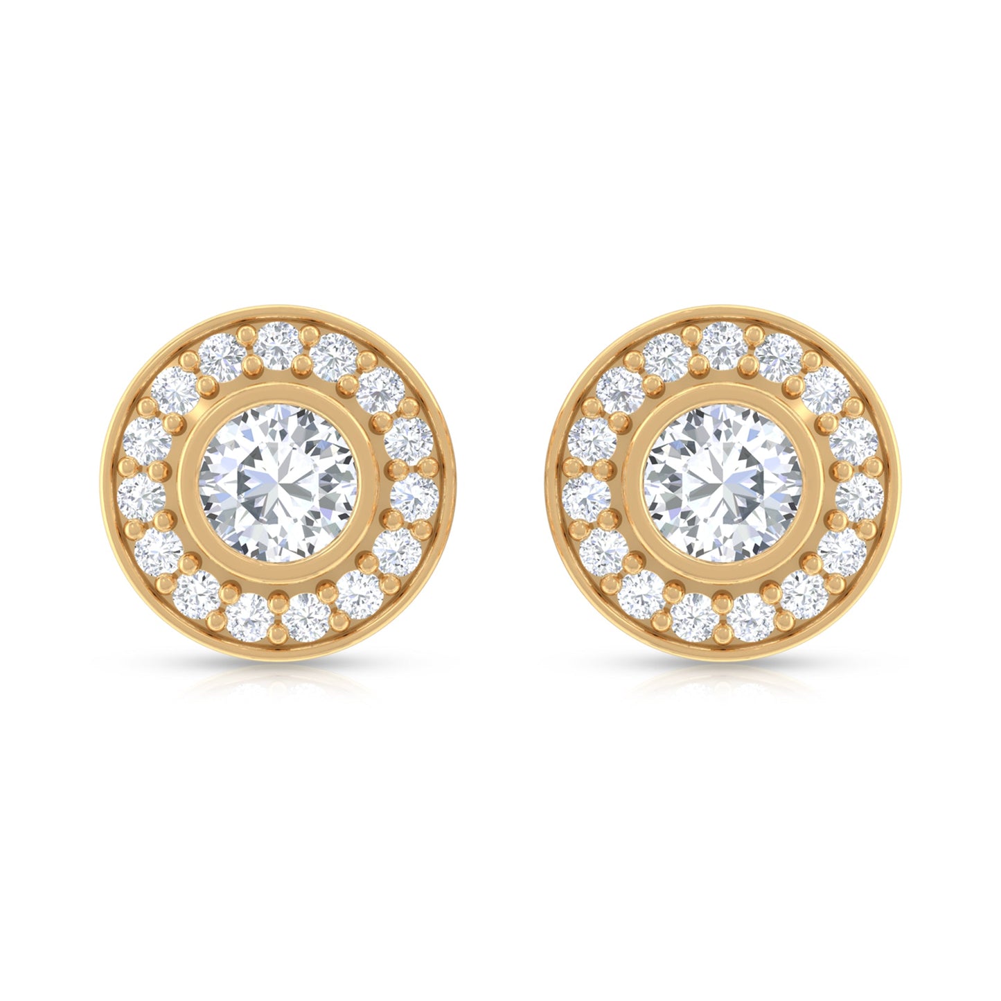 Round Moissanite Halo Stud Earrings for Women