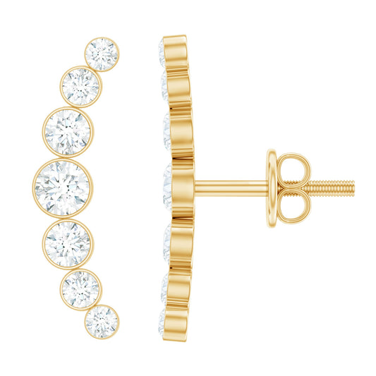 Natural Diamond Climber Earrings with Screw Back