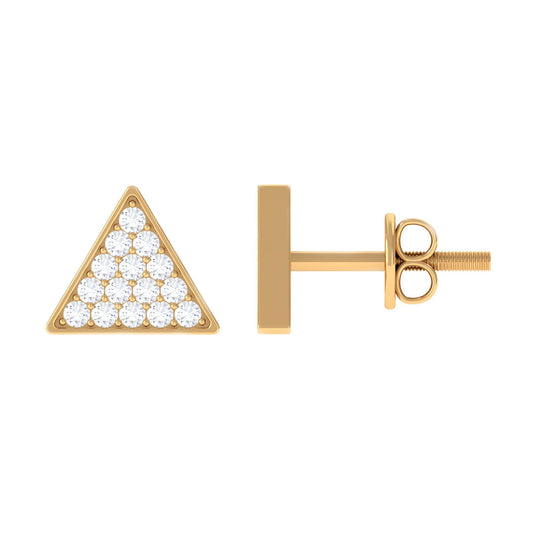 Genuine Diamond Triangle Stud Earrings