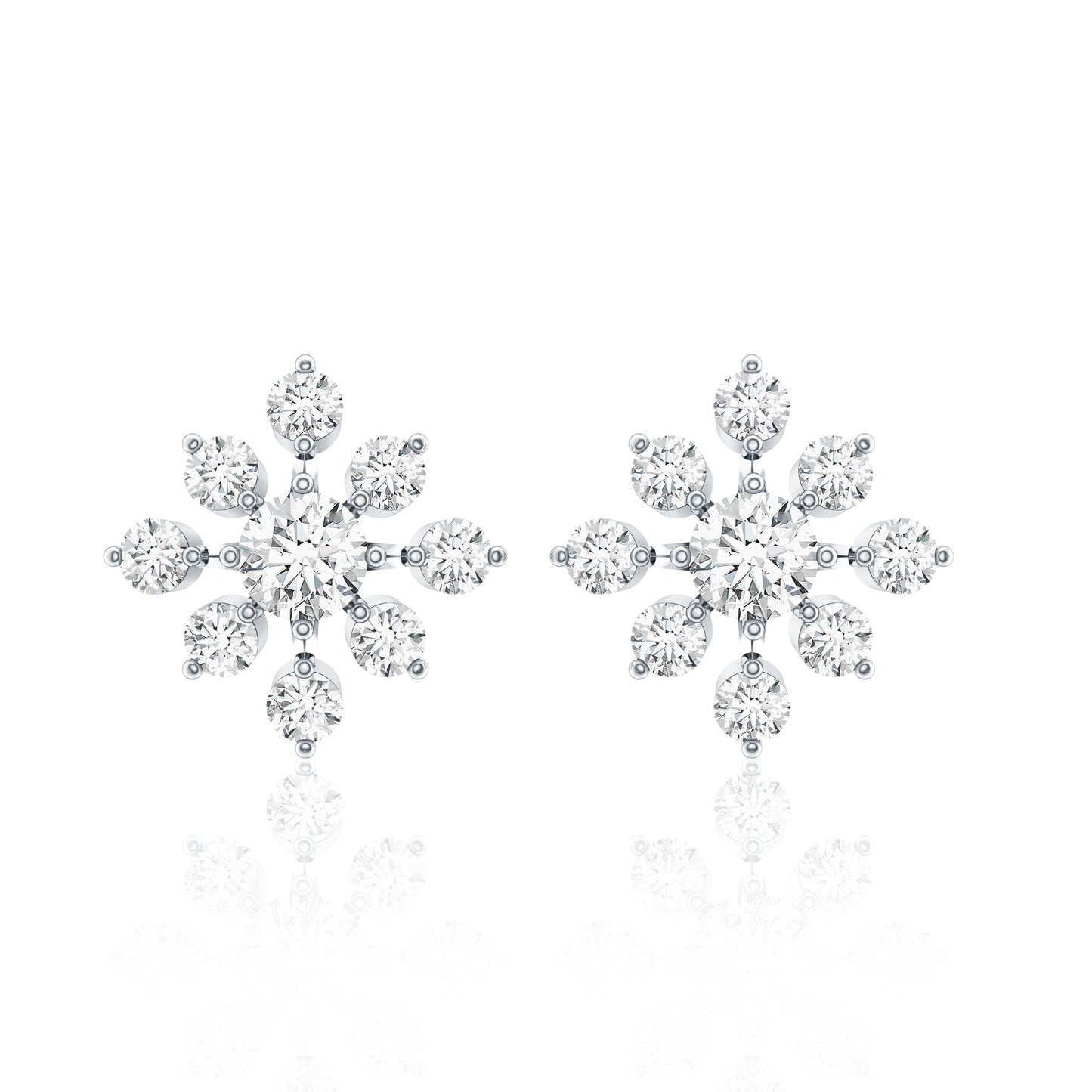 Certified Moissanite Floral Stud Earrings for Women