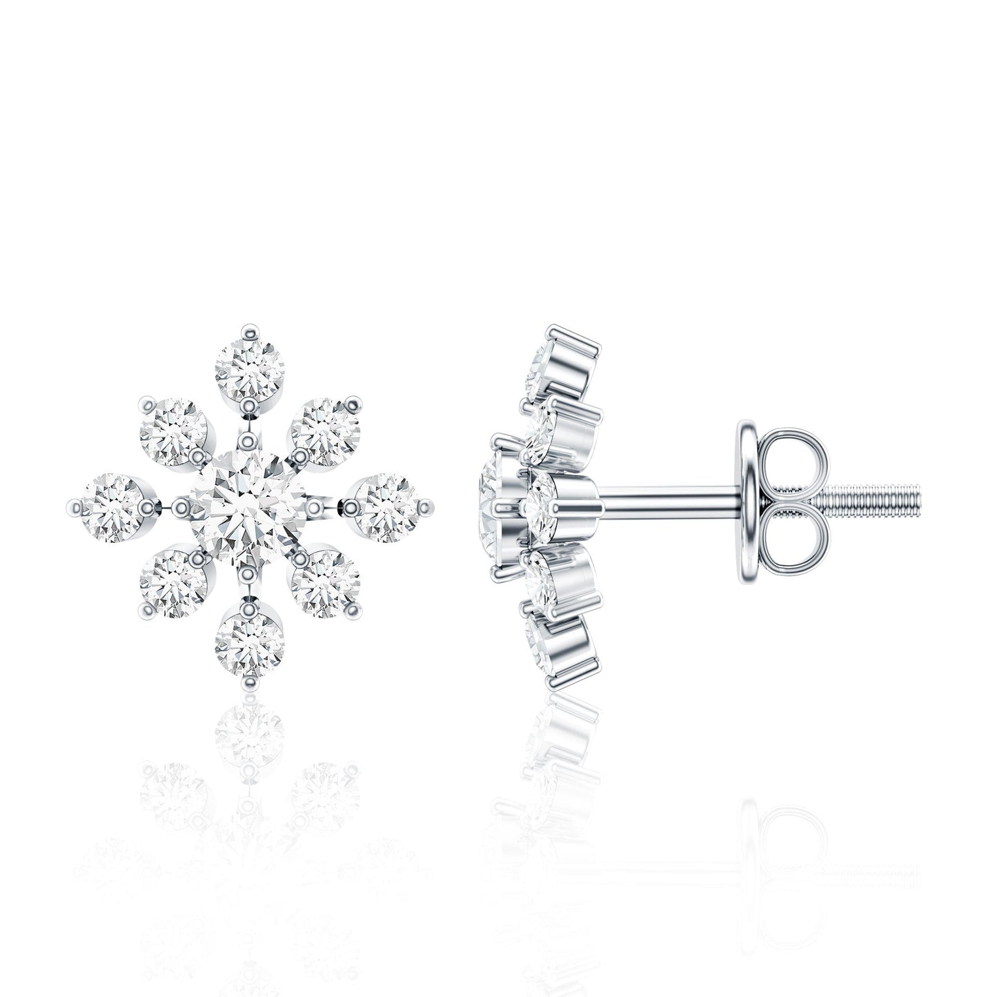 Certified Moissanite Floral Stud Earrings for Women