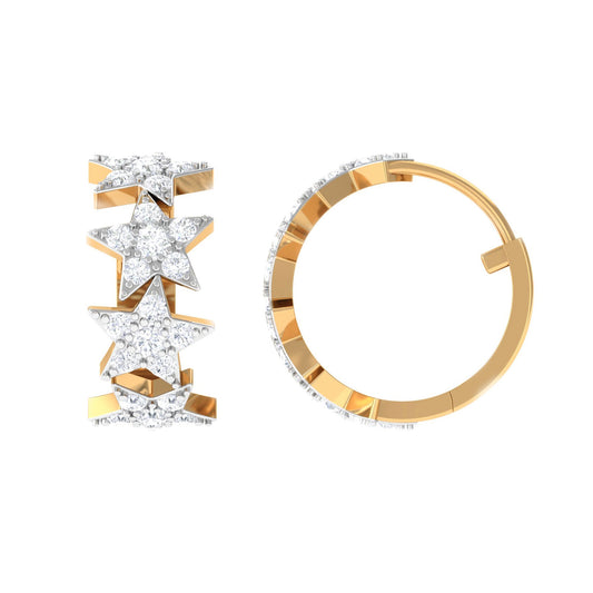 Certified Moissanite Star Hoop Earrings
