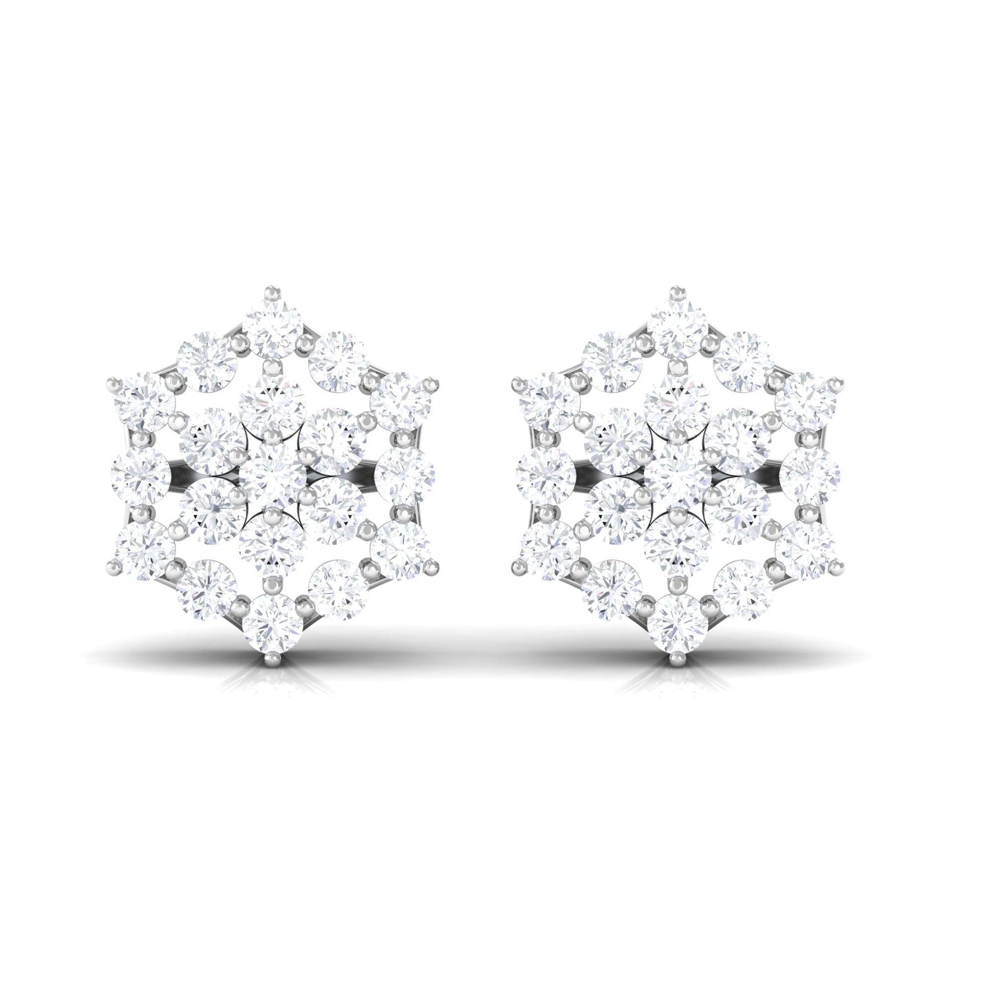 Certified Moissanite Flower Cluster Earrings with Screw Back
