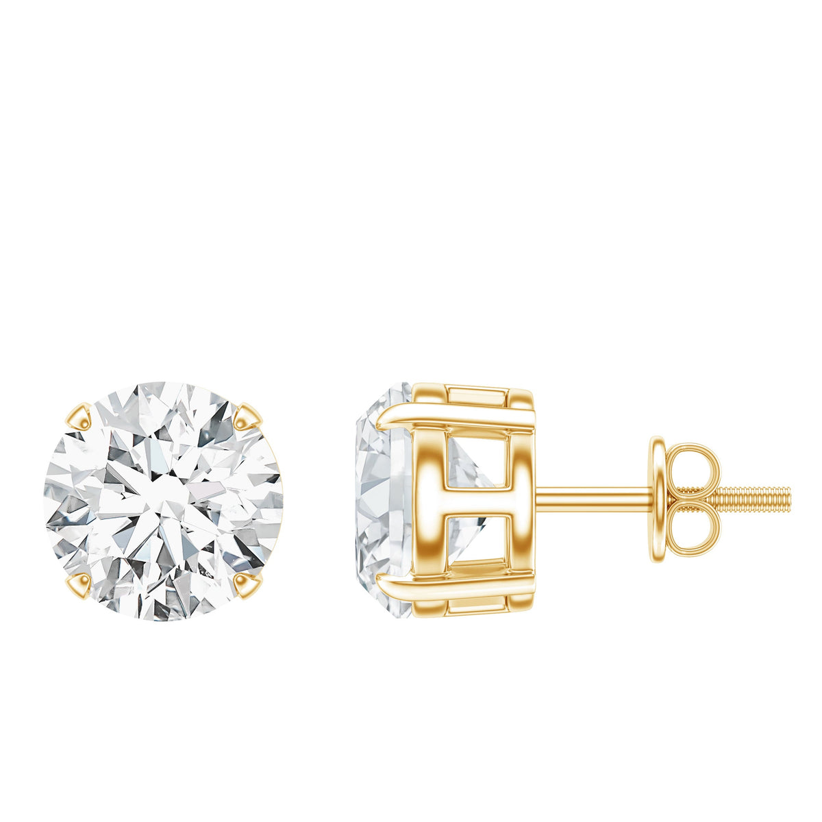4.2 Carat Round Cut Moissanite Solitaire Stud Earrings