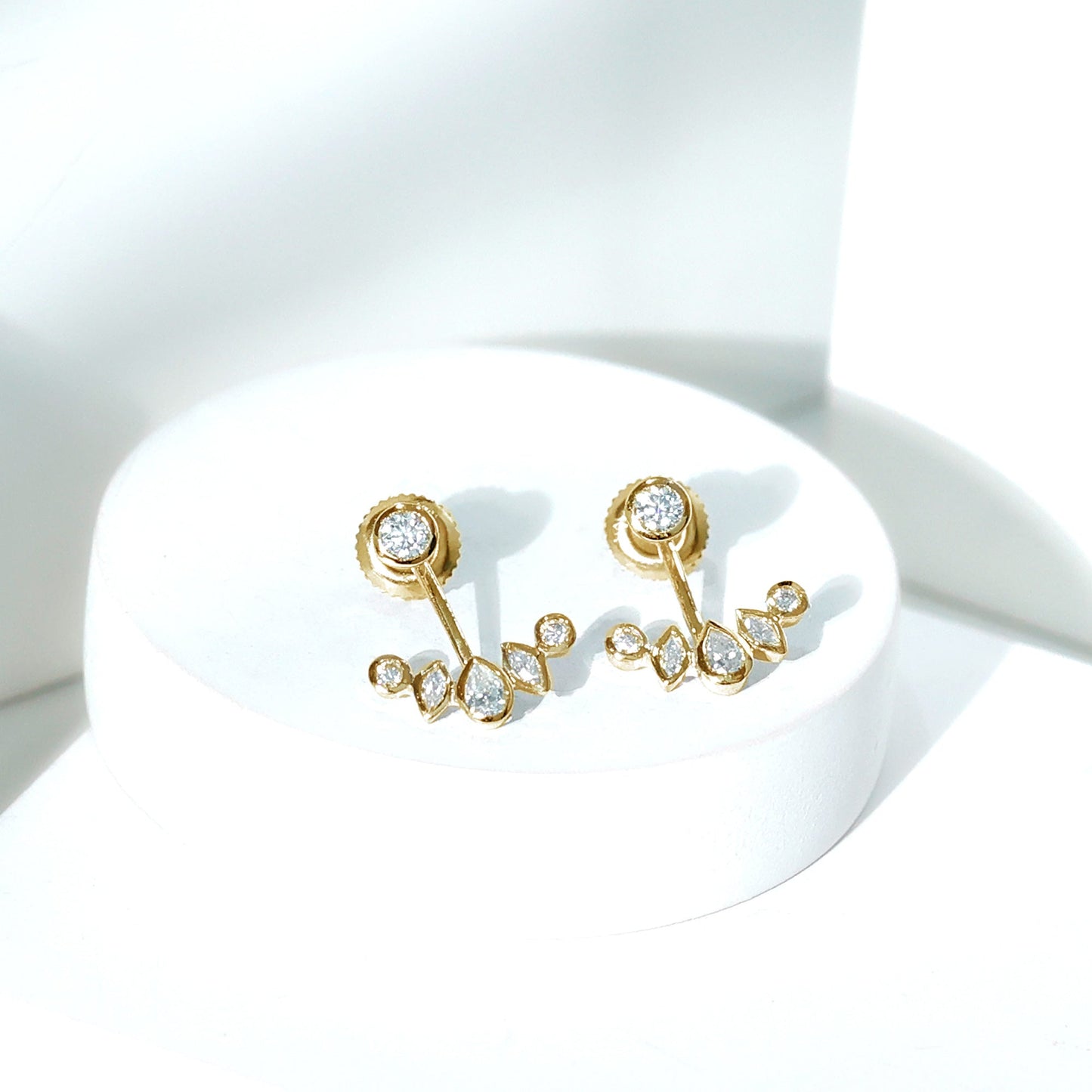 Bezel Set Certified Moissanite Ear Jacket Earrings for Women