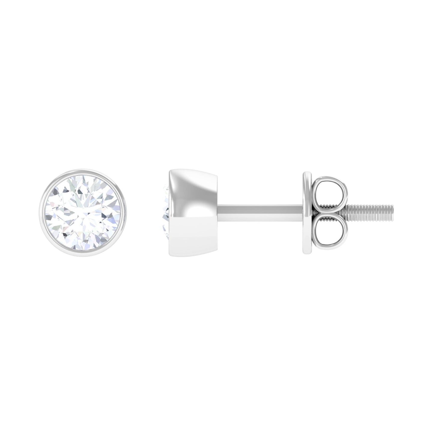 Bezel Set Round Shape Solitaire Moissanite Stud Earrings