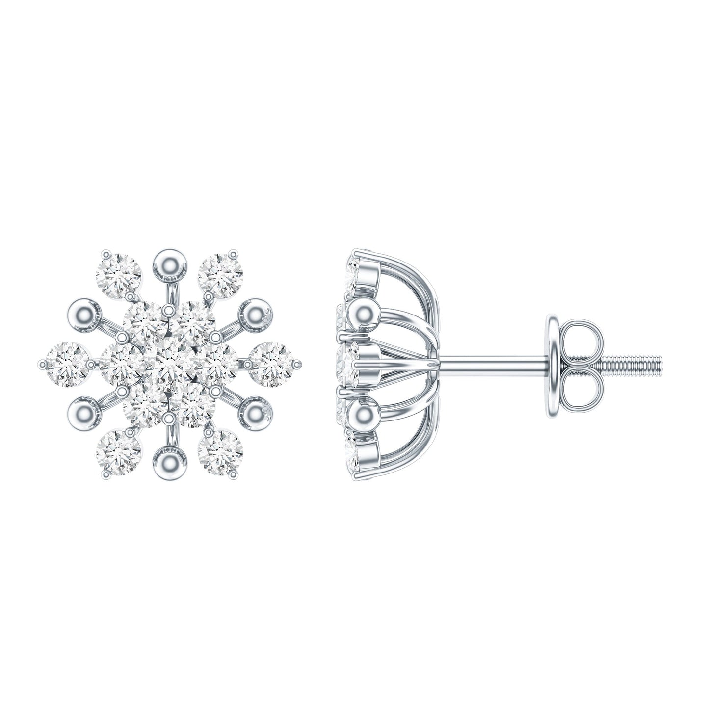 Moissanite Floral Cluster Stud Earrings